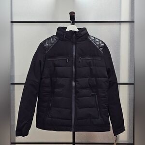 Men's Puffer Jacket with PU Shoulder Size Medium